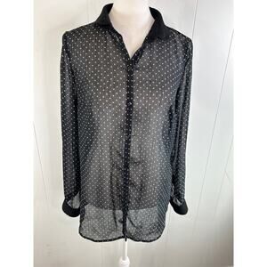 Zara sheer blouse in Black with White polkadots. Size small ￼